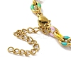 304 Stainless Steel Enamel Colorful Oval Cross Chain Bracelets for Women BJEW-B079-02G-3