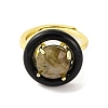 Rack Plating Round Brass Enamel Adjustable Rings RJEW-U004-01G-G-2