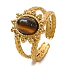 Oval Natural Tiger Eye Finger Rings RJEW-Q822-23G-02-1