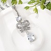 Alloy Crystal Rhinestone Dangle Curved Barbell Belly Rings AJEW-R007-04P-05-2