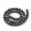 Natural Golden Sheen Obsidian Beads Strands G-R446-14mm-23-2