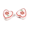 Floral Printed Porcelain Beads PORC-A033-01A-2