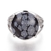 Adjustable Natural Snowflake Obsidian Finger Rings RJEW-O033-F09-1-2