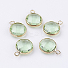 Golden Tone Brass Glass Flat Round Pendants LS-GLAA-M003-E-06G-1