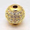 Round Brass Micro Pave Cubic Zirconia Beads LS-ZIRC-N016-01G-12mm-1