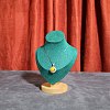 Velvet Bust Necklace Display Stands with Wooden Base LS-ODIS-Q041-02A-01-1