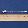 Brass Pave Clear Cubic Zirconia European Safety Chains with Charms KK-L236-15A-S-3
