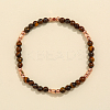 Natural Tiger Eye & Brass Bead Stretch Bracelets for Women HH3302-5-1