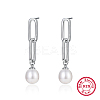 Anti-Tarnish Rhodium Plated 925 Sterling Silver Oval Dangle Stud Earrings KR9373-2-1