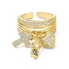 Rack Plating Brass Micro Pave Cubic Zirconia Open Cuff Rings RJEW-C076-08B-G-2