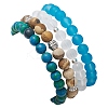 Synthetic Chrysocolla & Quartz Crystal & Glass & Alloy Beads Bracelets BJEW-JB10987-5