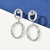 304 Stainless Steel Oval Dangle Stud Earrings EJEW-I319-02P-1