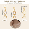 10Pcs Brass Micro Pave Cubic Zirconia Pendants KK-BBC0019-34-2