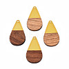 Transparent Resin & Walnut Wood Pendants RESI-N025-030-C08-2