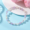 Natural Aquamarine & Rose Quartz & Amethyst Beaded Stretch Bracelets for Women BJEW-JB13357-1