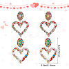 2 Pairs 2 Colors Rhinestone Hollow Out Heart Dangle Stud Earrings EJEW-FI0001-13-2