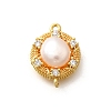Brass Clear Cubic Zirconia Flat Round Links Connector Charms KK-K398-16G-1