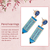 4 Pairs 4 Colors Alloy Enamel Pencil Dangle Stud Earrings for Teachers' Day EJEW-AN0004-86-3