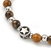 304 Stainless Steel & Natural Tiger Eye Round Beaded Bracelets for Women BJEW-G717-13-3