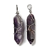 Natural Amethyst Double Terminal Pointed Pendants G-H308-05P-03-1