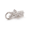 Brass Micro Pave Clear Cubic Zirconia Leaf Charms ZIRC-F132-42P-3