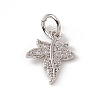 Brass Micro Pave Clear Cubic Zirconia Maple Leaf Charms ZIRC-F132-44P-1