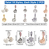 20pcs 10 Style Alloy & Brass European Dangle Charms MPDL-PH0001-14-2