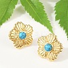 304 Stainless Steel Synthetic Turquoise Stud Earrings for Women EJEW-U046-15G-3