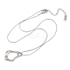 304 Stainless Steel Hollow Irregular Teardrop Pendant Round Snake Chain Necklaces for Women NJEW-G188-01P-4