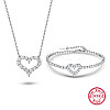 Rhodium Plated 925 Sterling Silver Heart Jewelry Set LK7425-1-1