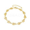 Brass Micro Pave Clear Cubic Zirconia Link Chain Bracelets for Women BJEW-A090-10E-G-4