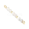 Faceted Round Natural Quartz Crystal & Howlite & Rainbow Moonstone Beaded Connector Charms PALLOY-JF03530-05-2
