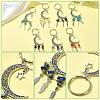 7Pcs 7 Colors Alloy Moon with Star Pendant Keychains KEYC-FS00045-3