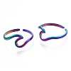 304 Stainless Steel Sea Wave Cuff Rings RJEW-N038-115M-2