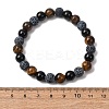 Natural Tiger Eye & Weathered Agate & Glass Beads Stretch Bracelets for Women Men BJEW-P398-01B-5