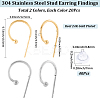 40Pcs 2 Colors 304 Stainless Steel Stud Earring Findings STAS-SC0010-32-2