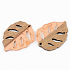 Transparent Resin & Walnut Wood Pendants RESI-S389-003A-B04-2