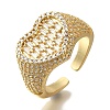 Rack Plating Heart Brass Clear Cubic Zirconia Wide Open Cuff Rings RJEW-S411-12G-01-1