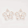 Rack Plating Alloy Open Back Bezel Pendants PALLOY-R099-31RG-FF-1