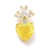 Brass Micro Pave Clear Cubic Zirconia Pendants KK-I695-070G-02-1