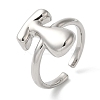 Initials Brass Open Cuff Ring for Women RJEW-N046-02T-P-1