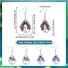 3 Pairs 3 Colors Teardrop with Tree of Life Dangle Earrings EJEW-UN0001-98-4