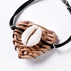 Handmade Reed Cane/Rattan Woven Multi-strand Bracelets BJEW-JB04192-02-2