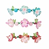 3Pcs Floral Acrylic Beads Braided Bead Bracelets for Women BJEW-MZ00184-2