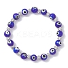 Handmade Evil Eye Lampwork Round Beads Stretch Bracelets for Women BJEW-JB13381-2