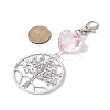 Flat Round with Tree of Life Alloy Pendant Decorations HJEW-JM01404-2