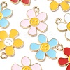 10Pcs 5 Colors Alloy Enamel Pendants ENAM-YW0002-96-2