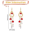 Natural Quartz Crystal Teardrop & Lampwork Mushroom Chandelier Earrings EJEW-SW00018-02-2