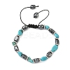 Natural Turquoise & Non-magnetic Synthetic Hematite Beaded Braided Bead Bracelets for Men Women BJEW-Z148-08P-02-2