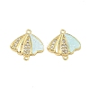 Brass Micro Pave Clear Cubic Zirconia Shell Shape Links KK-L256-32G-1